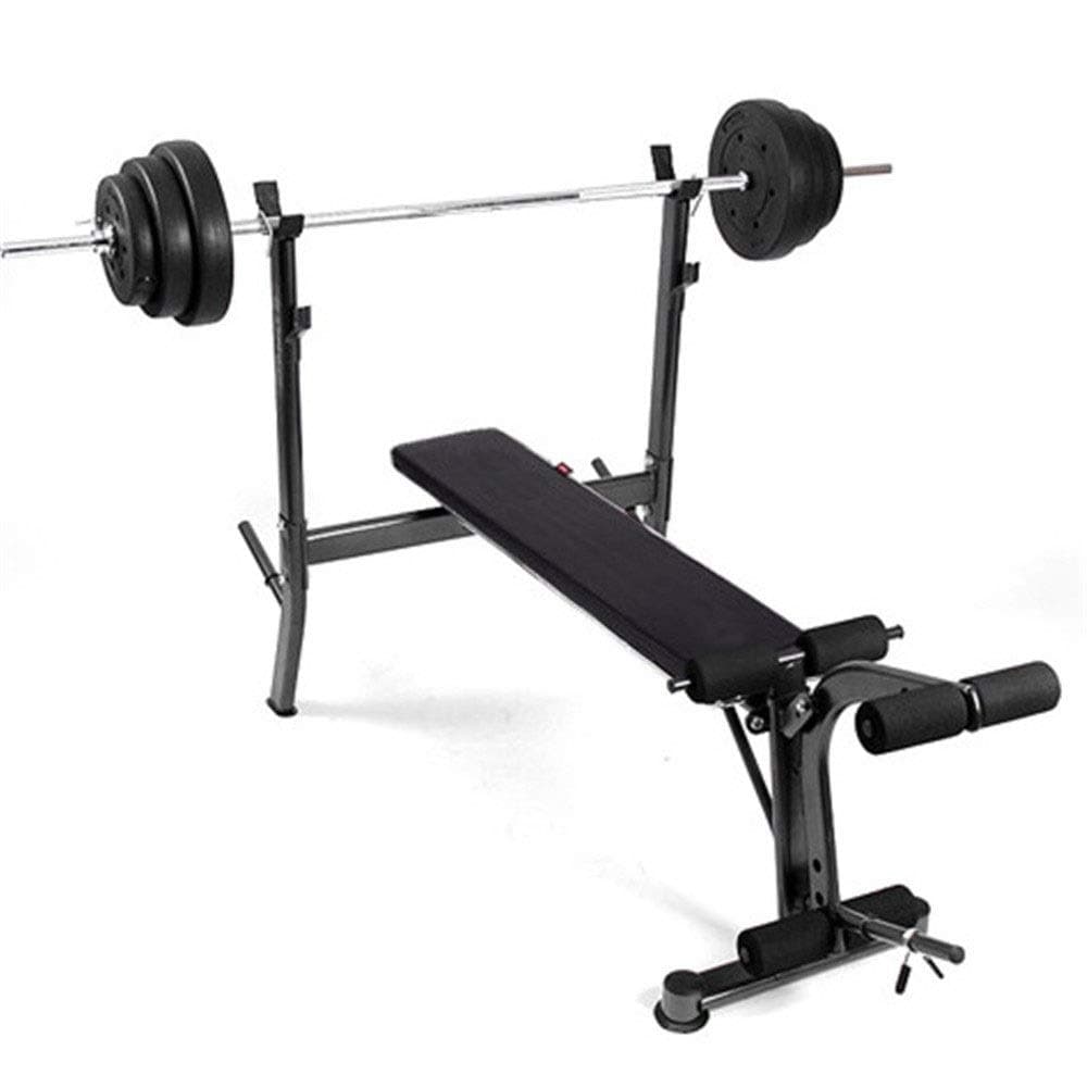 NgMik Multifunctional Weight Bench Press Bench Squat Rack Barbell Bed (Color : Black, Size : 109x23x50cm)