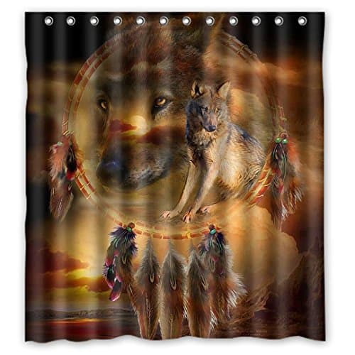 Dream Catcher Wolf Spirits Waterproof Polyester Shower Curtain 60(W) by 72(H)