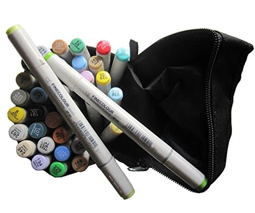 Basic 36-color Set of Finecolour Sketch Twin Marker Set Alcohol Based Ink, Round Barrel, Double Tips, Brand New Junior Marker Set to Artist Beginner,