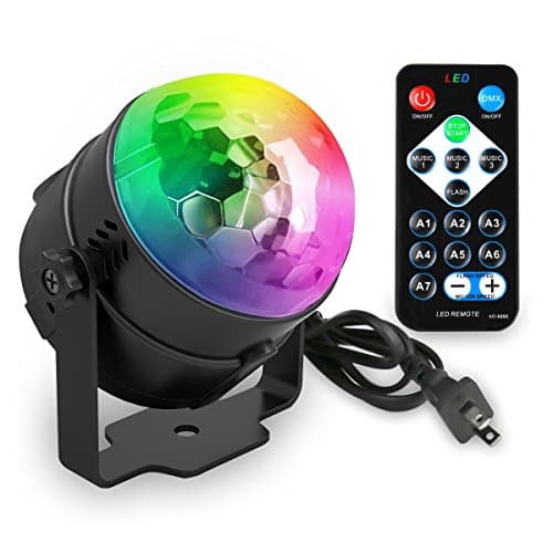 Sound Activated Party Lights, KUMEDA Disco Ball Strobe Lights with Remote Control 7 Colors Stage Lights for Christmas Parties DJ Karaoke Wedding Outdoor Holidays Dance Parties.