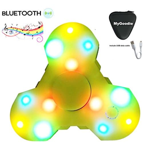 My Goodie LED Light MINI Bluetooth Audio Hand Spinner Music Speaker,Perfect For ADD,ADHD,Autism and Pressure Relief Killing Time Finger Toy (New Style Yellow)