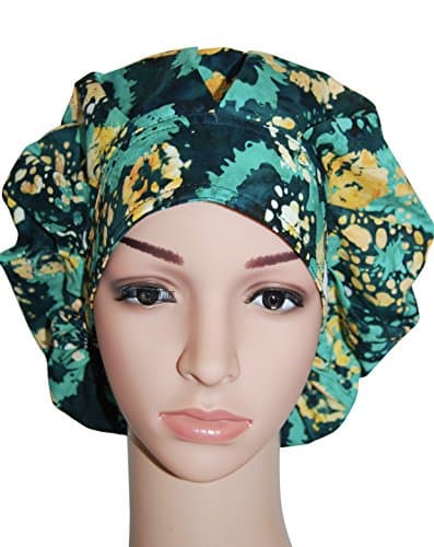 MedCap Bouffant Scrub Hat Cap with Sweatband (Green Yellow)