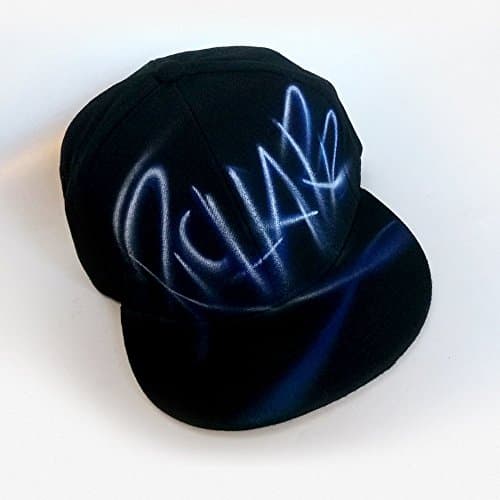 PERSONALIZED custom airbrush black Snapback with your NAME |Painted Snapback, flat billed, unisex new era hip hop hat |Graffiti Snapback hat