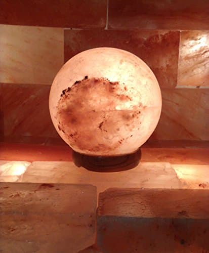 Himalayan Globe Salt Lamp Natural Crystal Rock ball 3"-4" Ionic Air Purifier with on/off cord and Wooden Base