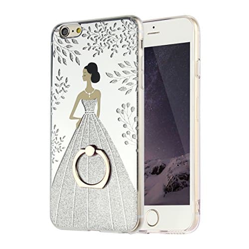 iPhone 6 Case, iPhone 6s Case shining silvery cartoon girl, Mirror Surface, Anti-impact, Enhanced Grip, kickstand case for iPhone 6, iPhone 6s Case for girls (Silvery)