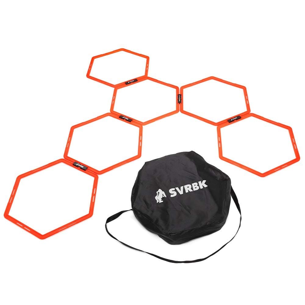 SVRBK Hexagonal Agility Rings - A Large Web of Hoops - Improves Speed and Footwork in Football, Soccer, Rugby, Boxing and Combat Sports - Including HIIT Timer App, Carry Bag and Training Guide.