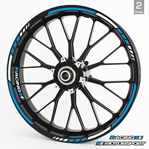 RS Tyre Rim Decals for 15", 16", 17", 18" and 19" Wheels – Complete Set, Choose Your Colour & Style - LIGHT BLUE, DESIGN 2