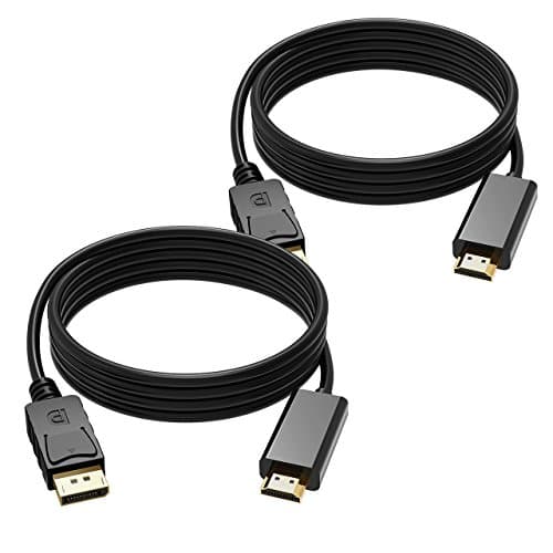 Cablor 2Pcs DP DisplayPort to HDMI Cable,1080P Full HD Video,Black Color 6ft