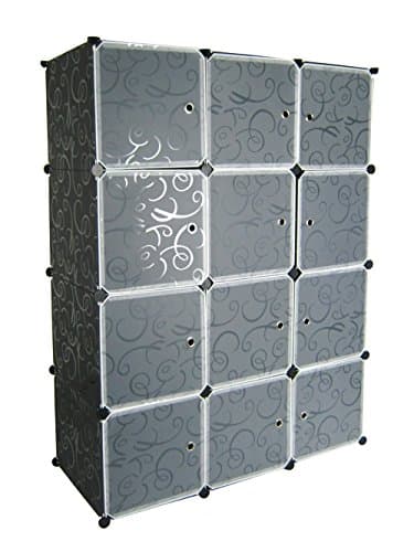 SunHome Multi-Function 12x Interlocking Rack Organizer / Storage Shelves With Door - Make Into Any Shape or Size to Organize Shoes, Clothing, Toys, DVDs And More