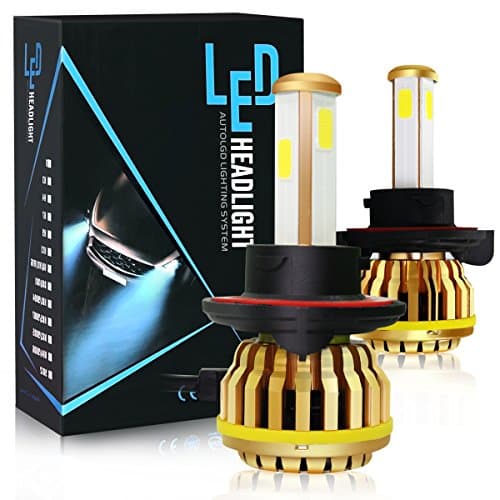 Treedeng H13 LED Headlight Bulbs,4 Side LED bulbs, Extremely Bright COB LED Chip, 60W 7200LM 6000K, Turbo Heat Dissipation, 2 Year Warranty