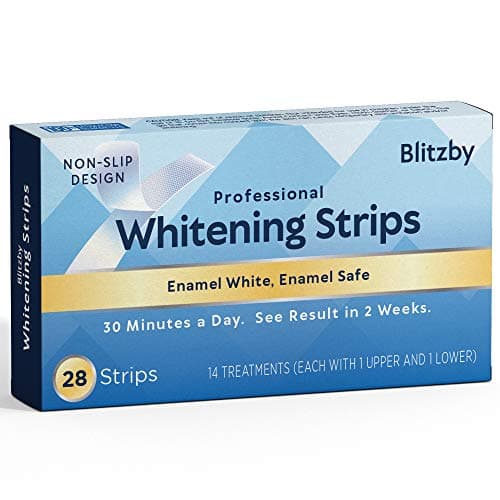 Blitzby Teeth Whitening Strips - 30 Minutes Express - Professional Effects - Gentle on Enamel - Results in Just 2 Weeks - Remove Stains from Coffee, Tea, Smoking, Aging, Wine. 28 Strips