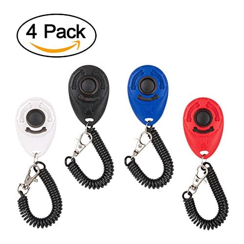 Training Clicker, LOUFIMIDON Pet Clicker Dog Training Clicker with Wrist Band (4 Pack)