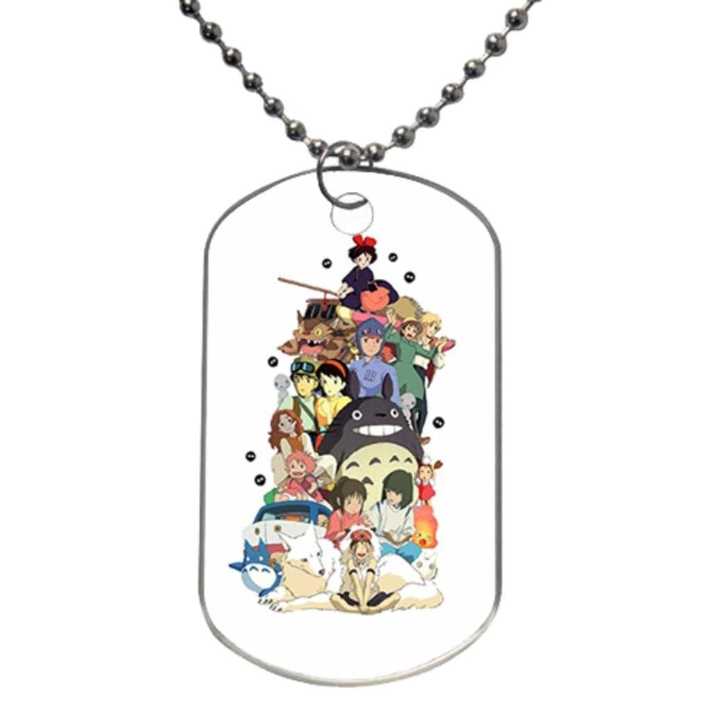 Studio Ghibli Custom Dog Tag with Neck Chain, Aluminum Oval Dog Tag (Large Size) Necklace Design by Stbenn.