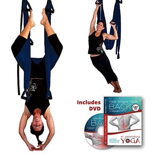 Inversion Sling - Yoga Swing (Dark Blue) + Yoga Back DVD by Gravotonics