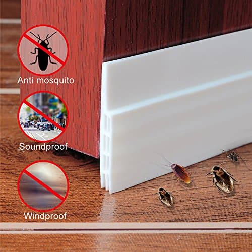 Draft Stopper Under Door Sweep Door Noise Stopper Door Bottom Seal Strip Draft Stopper Anti-Noise Weather Stripping, 2" W x 39" L (white)