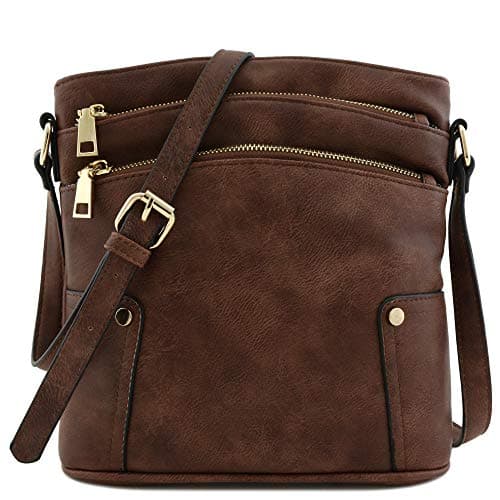 Triple Zip Pocket Medium Crossbody Bag