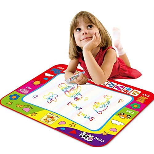 HCzon Aqua Doodle Mat Multi Color Children Water Magic Drawing Book Rainbow Color Mat Board & Magic Pen Doodle Kids Educational Toy Gift with 2 Magic Water Drawing Pens 31" x 23"