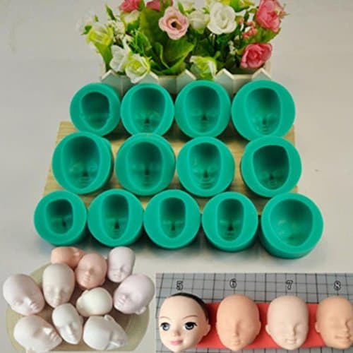 Doll Face Silicone Baking Mold Sugar Fondant Chocolate Baking Cake Decorations Mould Bakeware Mold For Cupcake Chocolate Jelly Pudding Dessert Candy (3#)