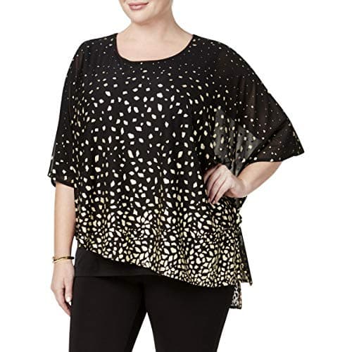 JM Collection Women's Plus Size Asymmetrical Poncho Size 1X