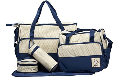 Aardman Multi Function 5pcs Set Multi Function Baby Diaper Nappy Bag Mummy Changing Set Handbag Blue