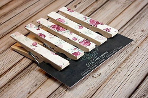 Pink Floral Clothespin Magnet Set