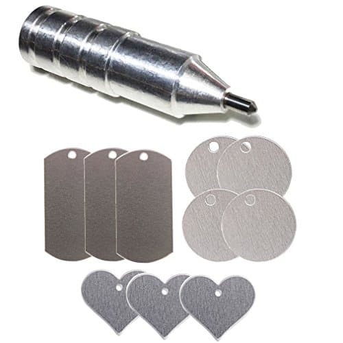 Silhouette Blunt Etching/Engraving Tool by Chomas Creations and Stamping Blanks: Round, Heart, and Dog Tags