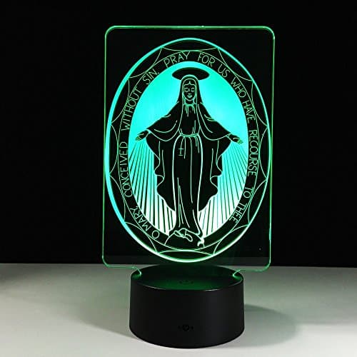 3D Illusion Blessed Virgin Mary Night Light Lamp,7 Colors Gradual Chanding Touch Switch USB Table Desk Lamp Thanksgiving Gift or Room Decorations
