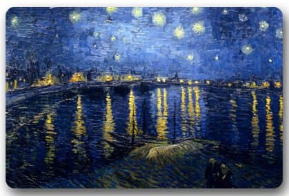 Starry Night Over the Rhone by Van Gogh Rectangle Entryways Non Slip Doormat Floor Mat - 23.6"(L) x 15.7"(W), 3/16" Thickness