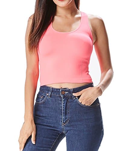 in2you Seamless Open Back Crop Top (Neon Coral)