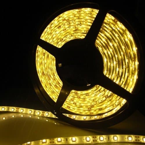 MStar LED Light Bar 300-LED Waterproof Flash LED Strip 5M SMD 3528- Yellow and Power Adapter