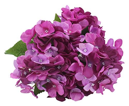 Duovlo Artificial Silk Hydrangea Flower with 6 Heads Flower Bunch Bouquet Home Wedding Garden Floral Decor (Purple)