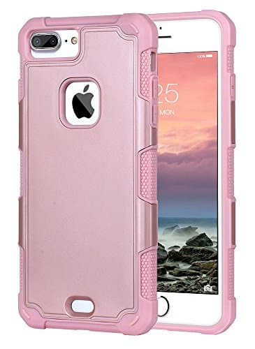 iphone7 plus,Case,sanhezhong Shockproof Rugged Hybrid Heavy Duty Protective Armor Cover Case For iPhone 7 Plus（Rose Gold）