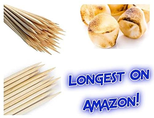 Bamboo Marshmallow Roasting Sticks 37 Inch 5mm Extra Long Heavy Duty Wooden Skewers, 110 Pieces. Perfect for S'mores, Hot Dog, Kebab Sausage, Eco and Biodegradable - Environmentally Safe 100%