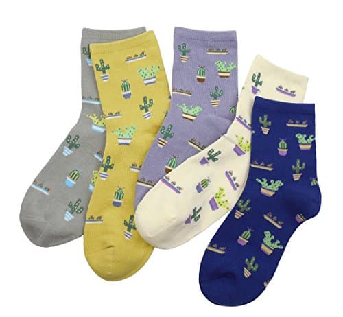 BLACOCO Cute Women's Plant Patterned Crew Sock Knit Cotton Casual Ankle Socks