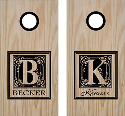 StickerChefMonogram Family Name Cornhole Board Decals Stickers - Extra Large (2 Decals) - Wall Decals - Vinyl Stickers - Custom Text