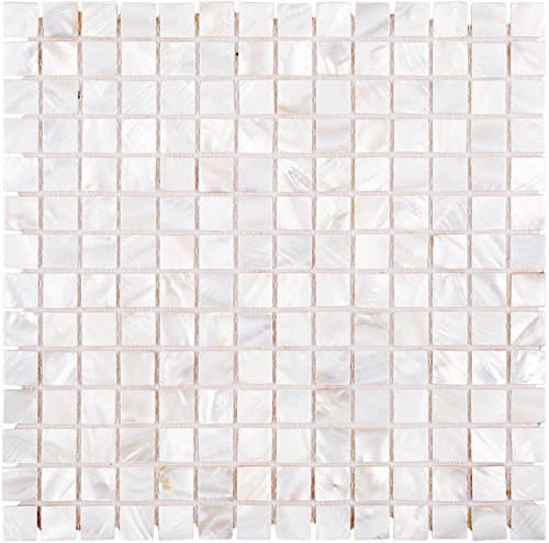 White Mother of Pearl Tile Shell Mosaic Tile For Kitchen Backsplash, Bathroom for Kitchen Backsplashes, Bathroom Walls, Spas, 12" X 12"