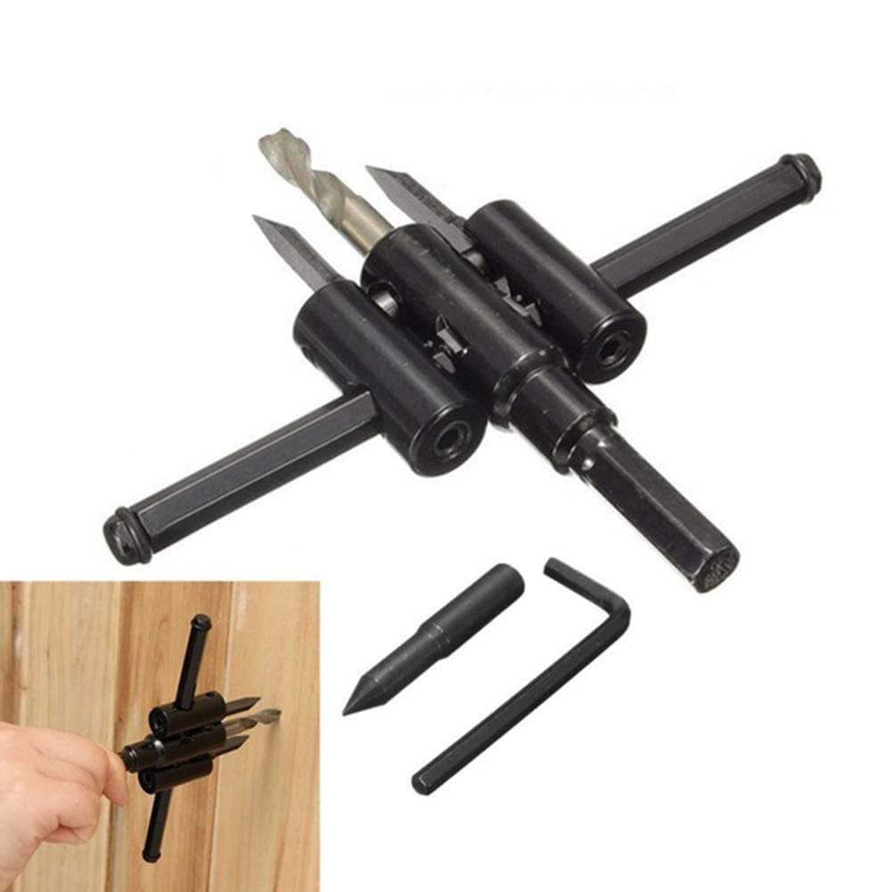 30mm-120mm Adjustable Drill Bit Cutter Kit Metal Wood Circle Hole Saw DIY Tool for Repair - Black