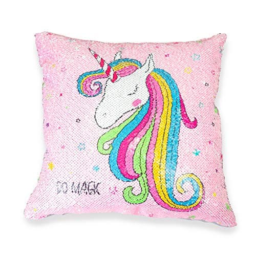 Aplusplanet Unicorn Reversible Sequin Pillow Case, 1 Pack, Flip Mermaid Sequin Throw Pillow Cover, Decorative Cushion Pillowcase, Unicorn Decorations for Bedroom Couch Sofa, Magic Unicorn Gift