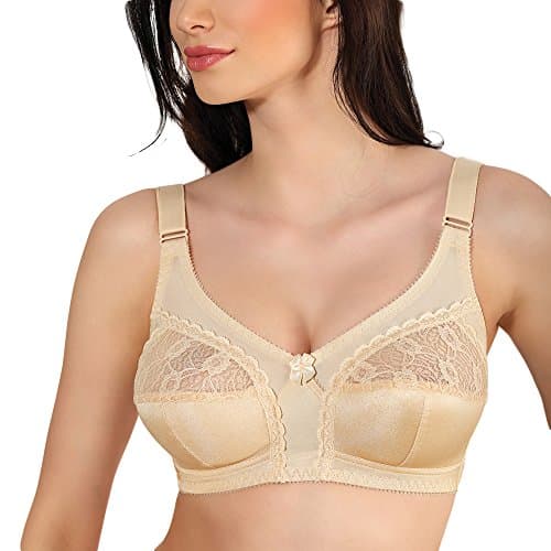 Jarpol 5777 non padded bra wireless lace adjustable straps - made in, Beige,46DD