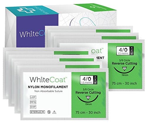 White Coat Nylon Training Sutures 7ct, For Practicing Medical Students, Veterinarians and Nurses