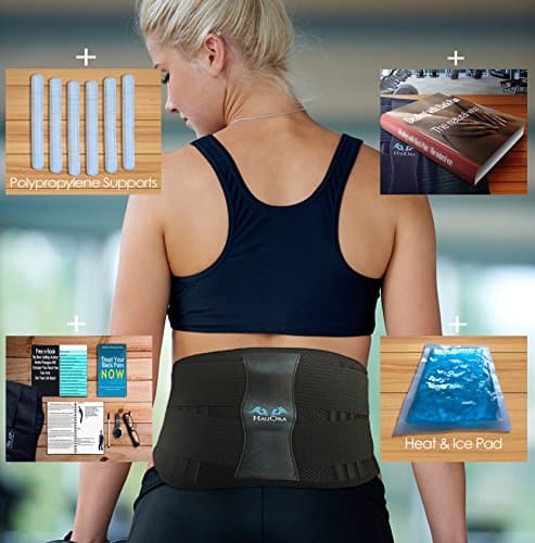 Lumbar Support Belt - Lower Back Brace - Heat &amp; Ice Pack Included For Instant Pain Relief - Adjustable Compression To Suit Your Body - Wear It Everywhere - Gym Office Home - FDA Approved