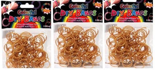 DIY Bands - 300 Count Gold Refill Silicone Bands with Clips and Loom Tool