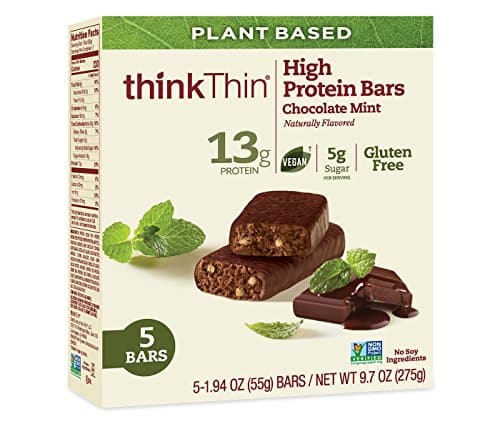 thinkThin Chocolate Mint Naturally Flavored High Protein Bars (5 Count per pack of 1.94 Ounce each), 9.7 Ounce