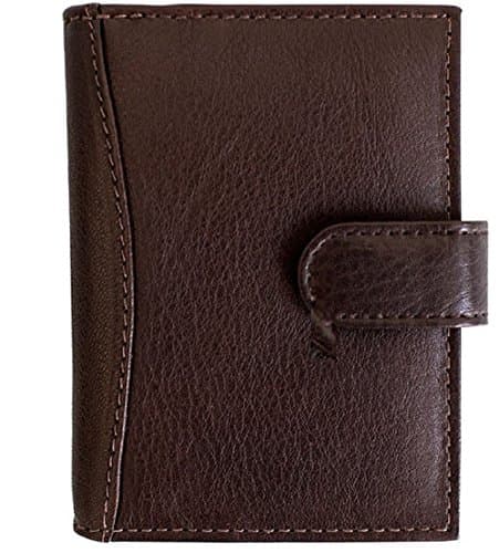 Genuine Soft Leather Credit Card Holder Wallet - 20 clear plastic pockets - 4 Further Card Slots-Black/Coffee (Coffee)