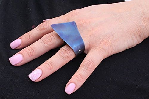 Titanium statement ring women, silver band ,modern large rings ,2 tones ,dark ring