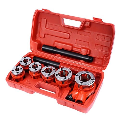 Ratchet Ratcheting Pipe Threader Kit Set w/6 Dies and Storage Case