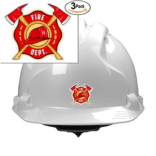 (3) firefighter dept est 1993 axes red 2x2 fireman construction toolbox lunchbox symbol love humor america united states color sticker state decal vinyl - Made and Shipped in USA