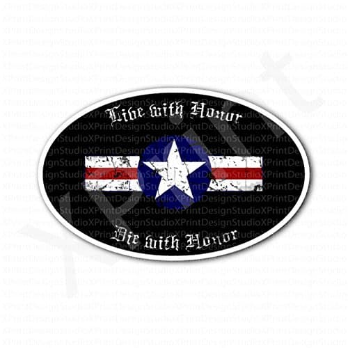 US Army Air Force Flag Die with Honor Oval Sticker