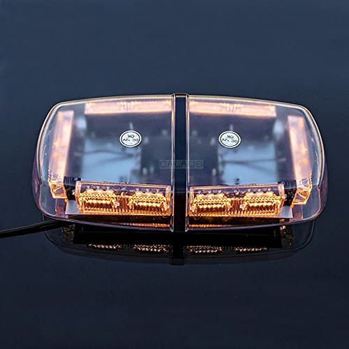 CALAUS 36 LED 18 Watts High Intensity Law Enforcement Emergency Hazard Warning LED Mini Roof Top Strobe Light Bar DC 12V with Magnetic Base - Amber/Yellow