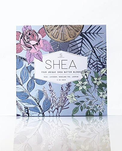 Shea Gift Box - Four Organic Shea Butter Blends - Rose, Jasmine, Lavender and Woodland Fog